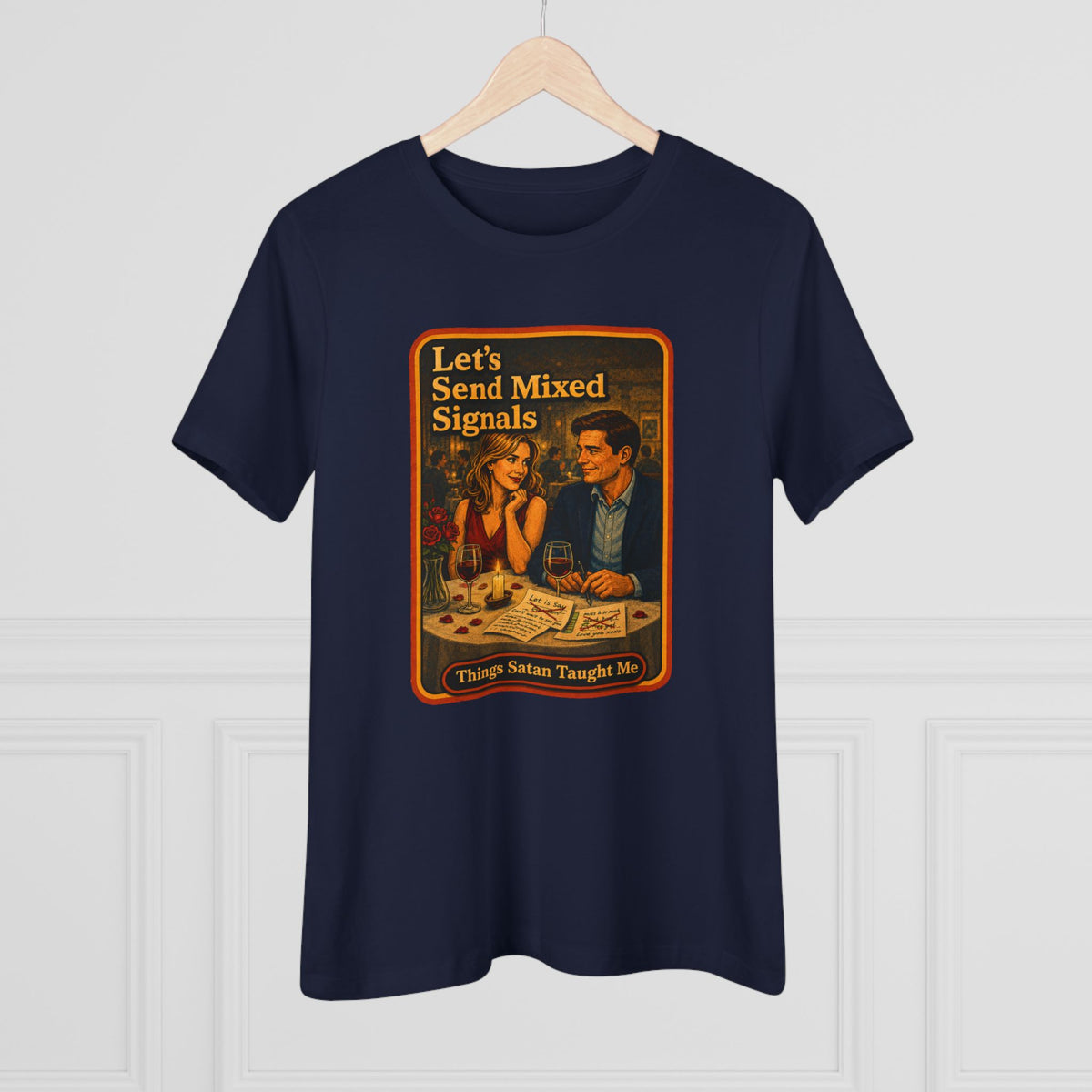 Let's Send Mixed Signals Women's Tee in Navy, view 4