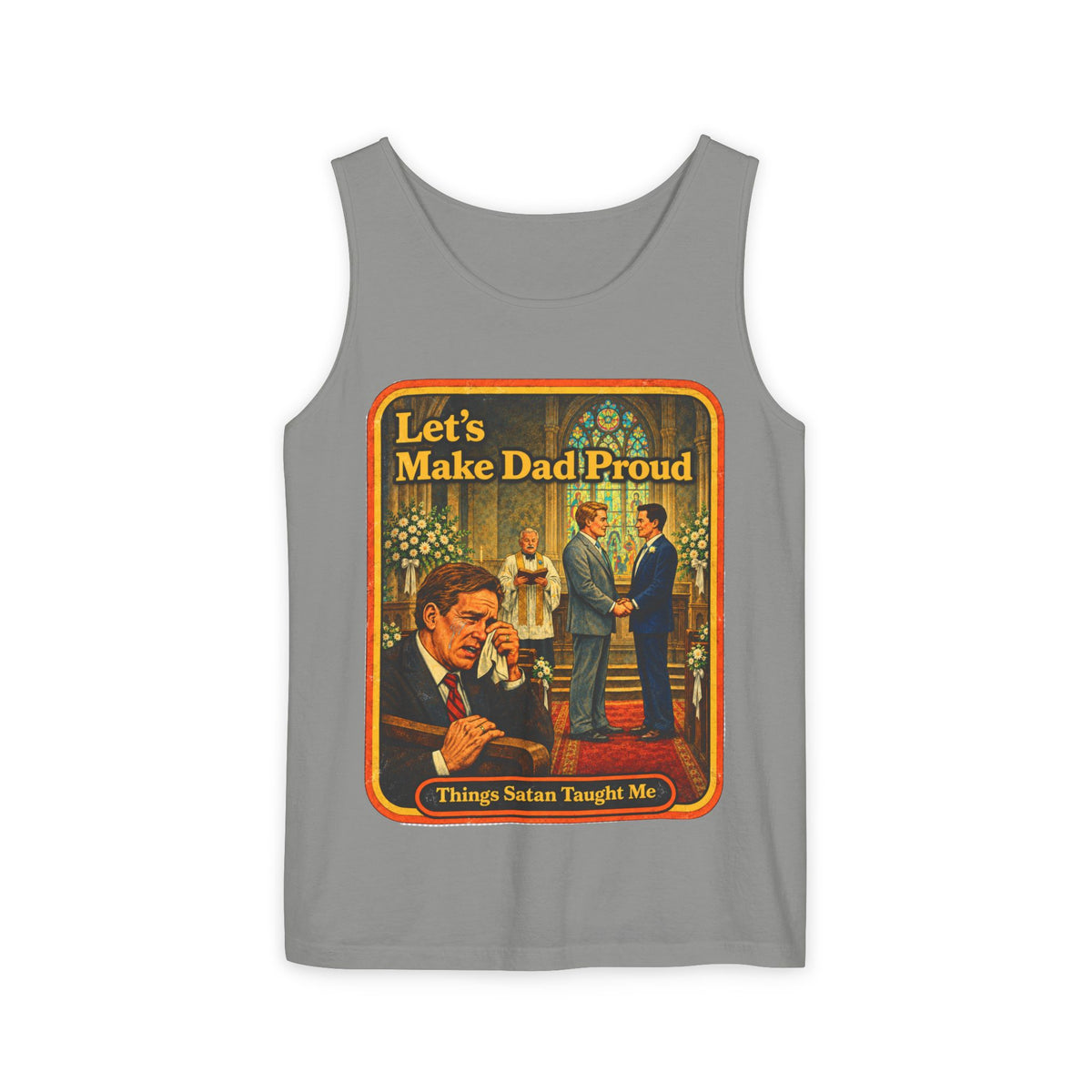 Let's Make Dad Proud Wife Beater in Granite, front