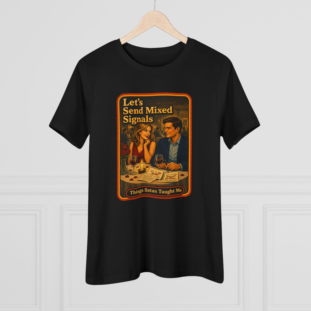 Let's Send Mixed Signals Women's Tee in Black, view 4