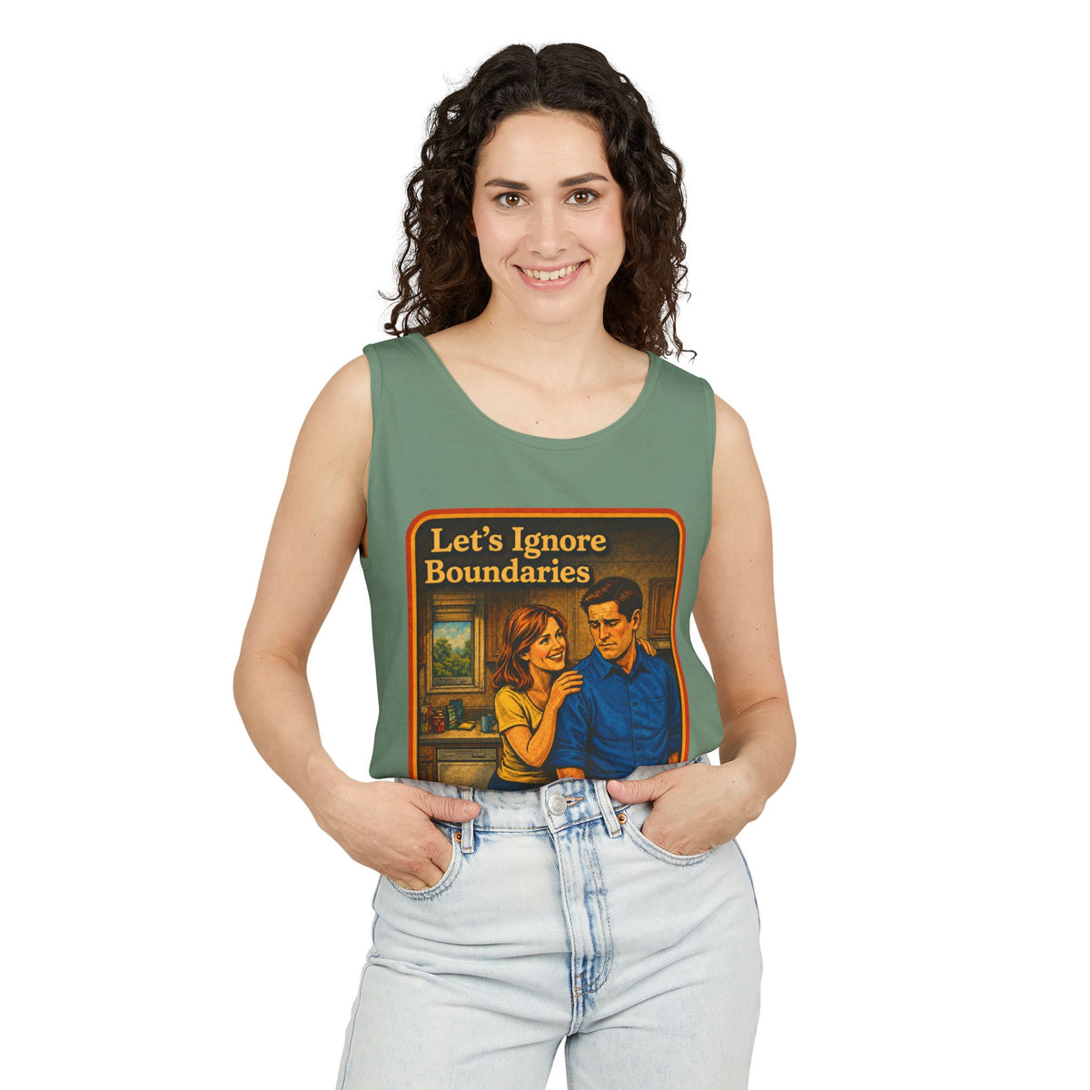 Let's Ignore Boundaries Wife Beater in Light Green, view 3