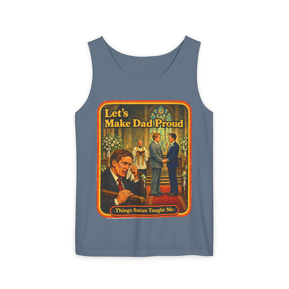 Let's Make Dad Proud Wife Beater in Blue Jean, front