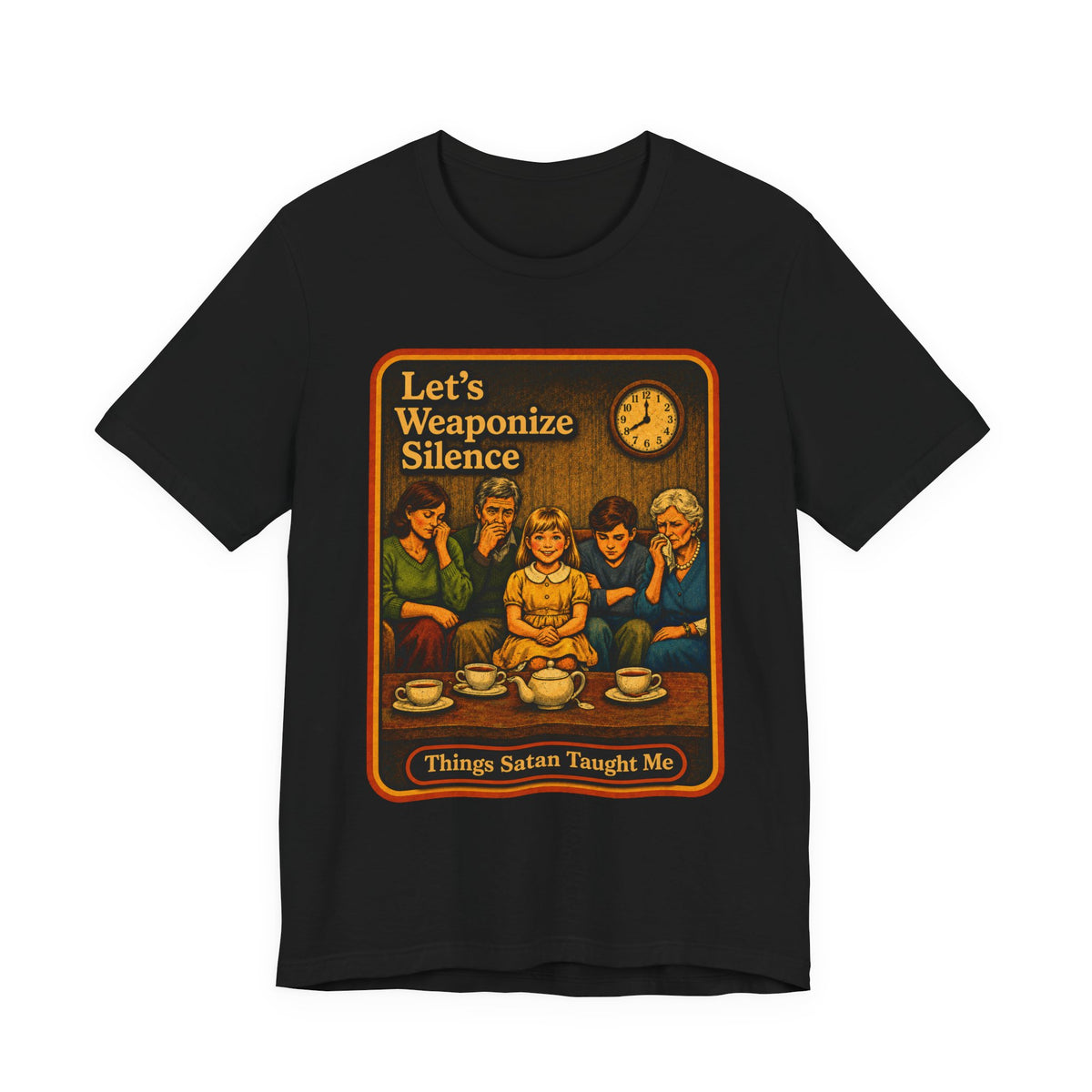 Let's Weaponize Silence Unisex Tee in Black, front