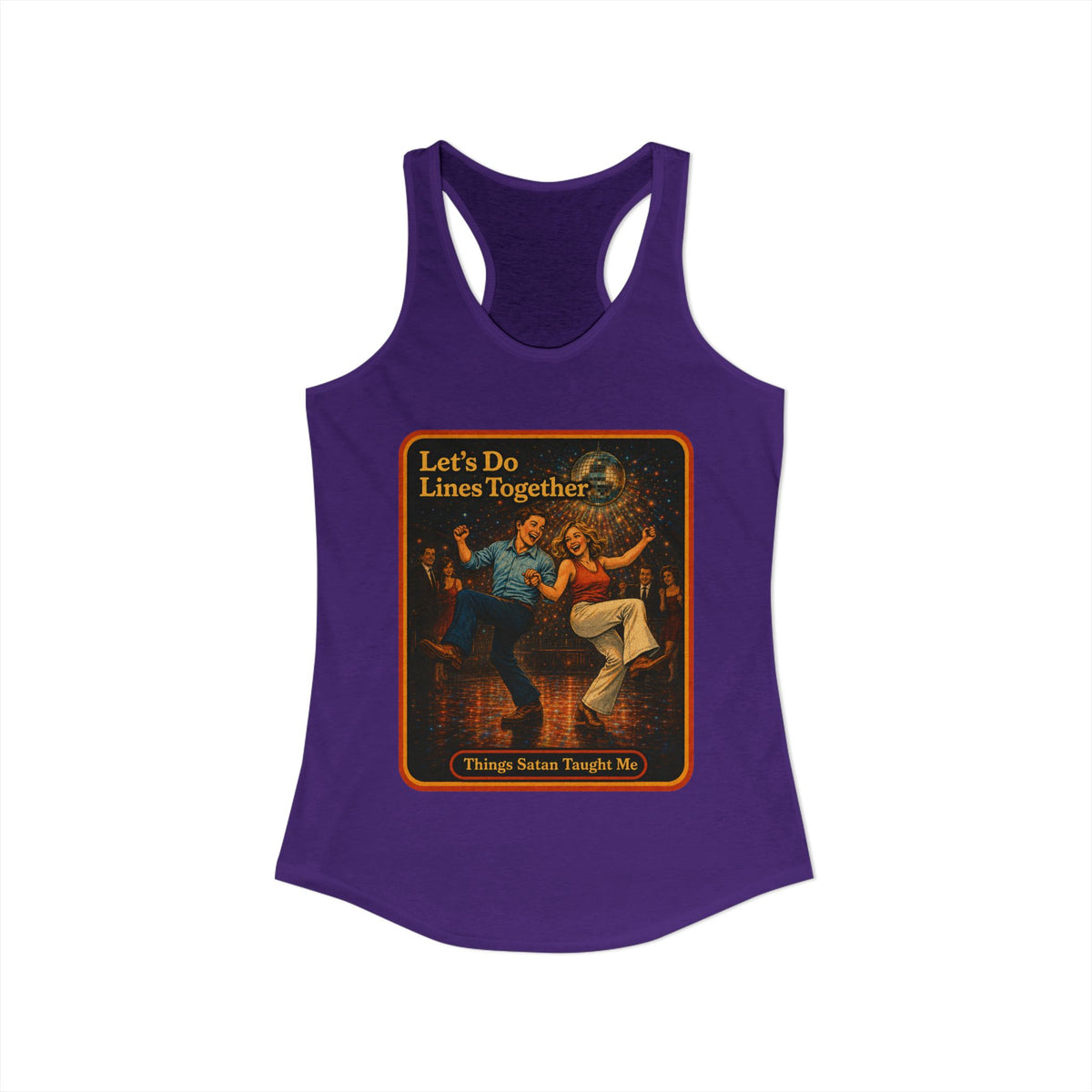 Let's Do Lines Together Racerback Tank in Purple Rush, view 2