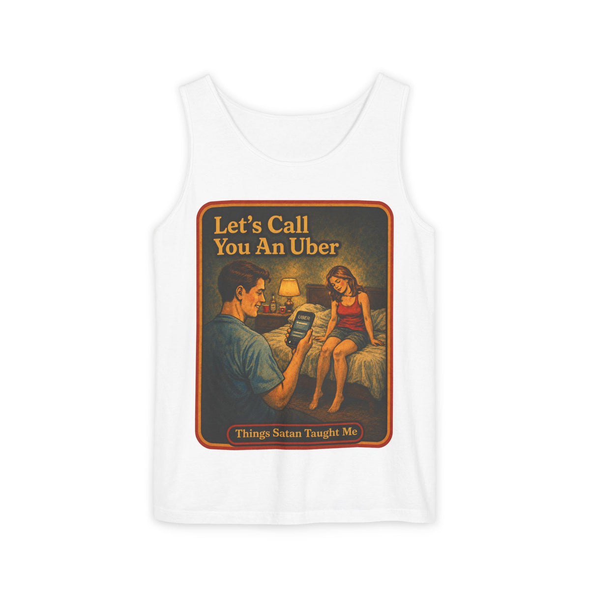 Let's Call You An Uber Wife Beater in White, front