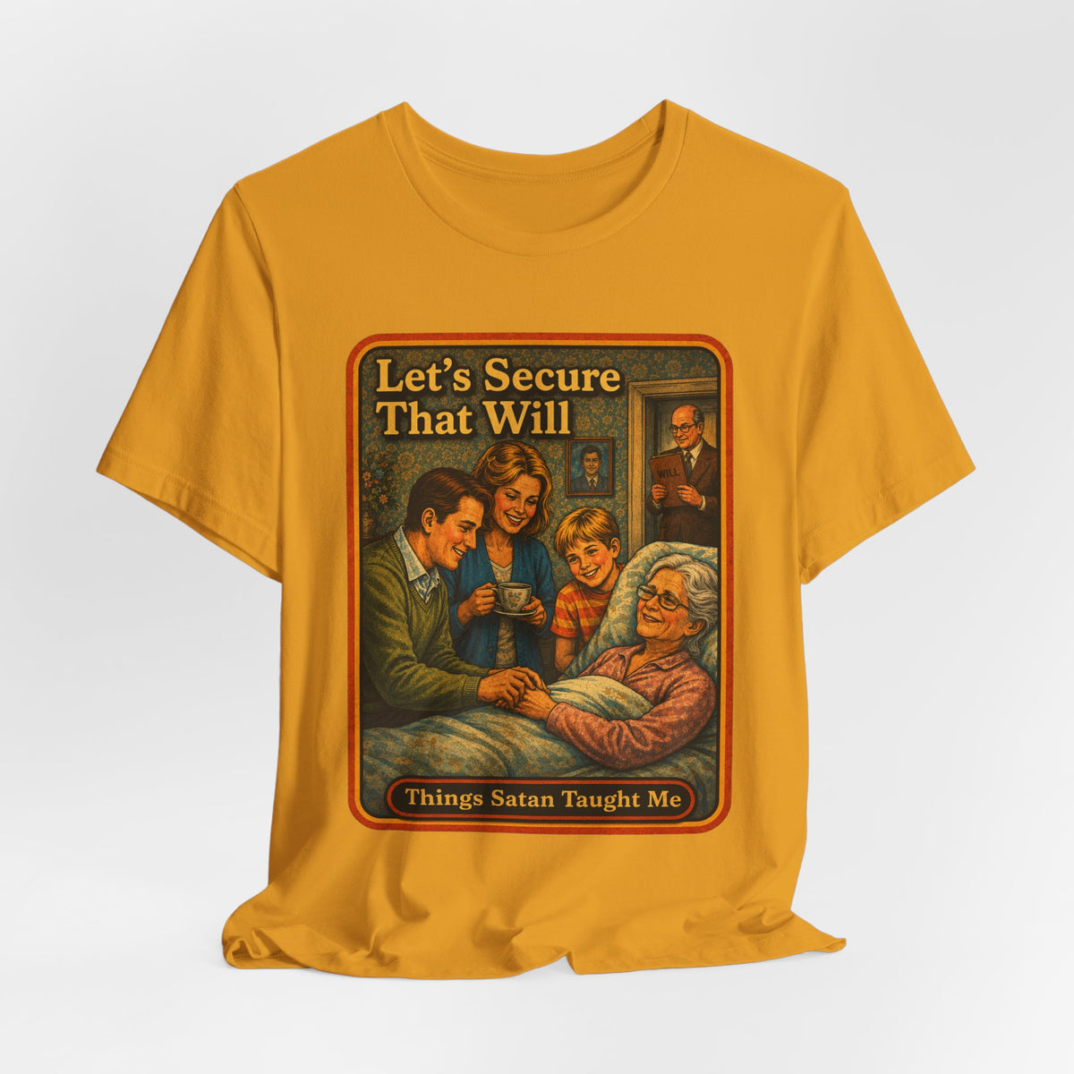 Let's Secure That Will Unisex Tee in Mustard, view 4