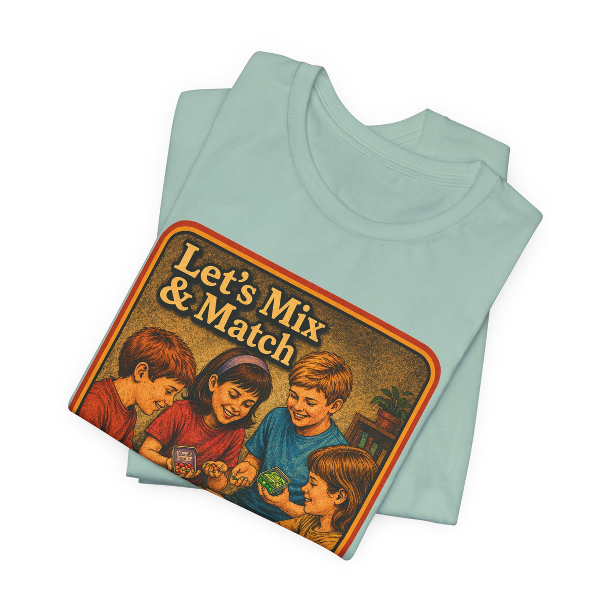 Let's Mix And Match Unisex Tee in Dusty Blue, view 3