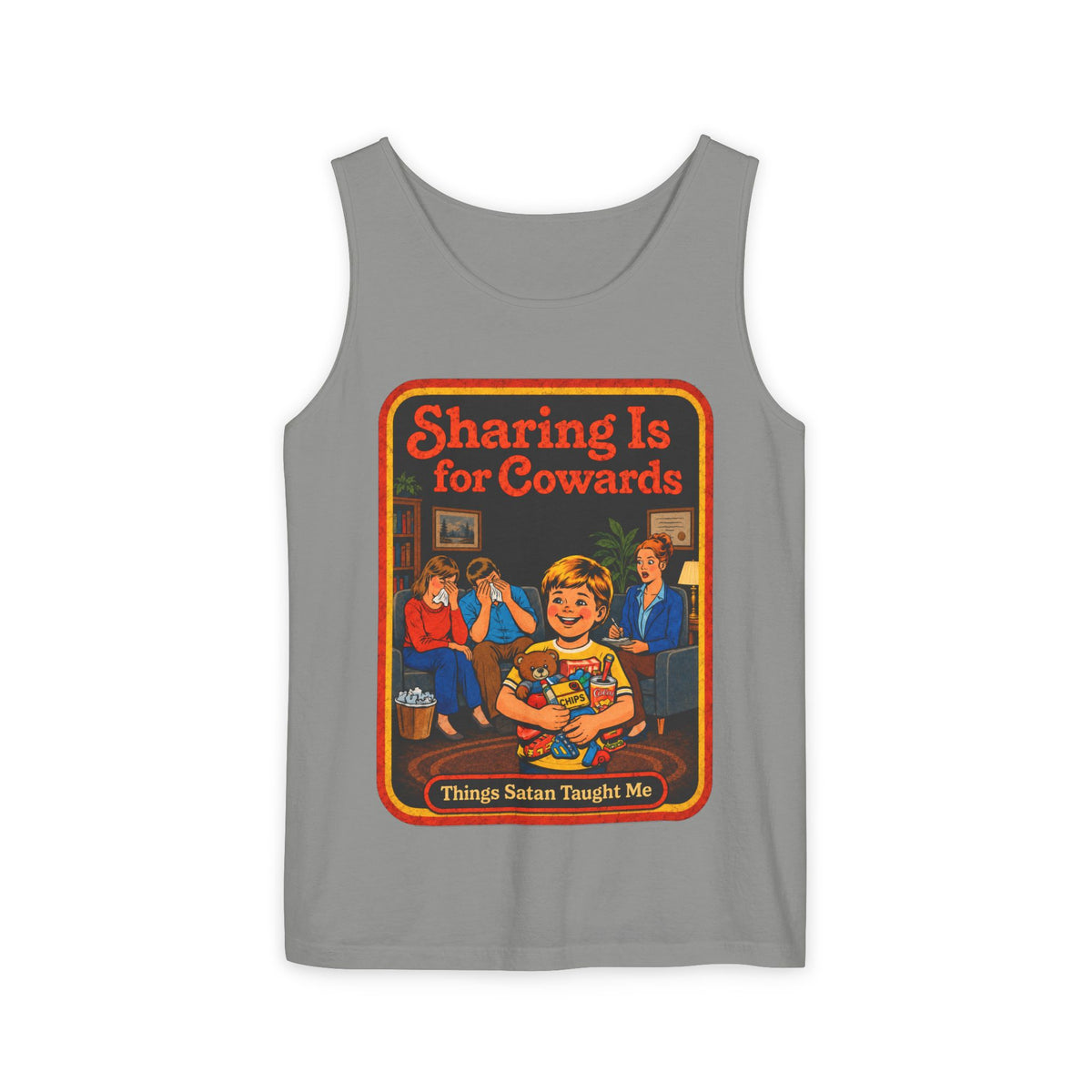 Sharing Is For Cowards Wife Beater in Granite, front