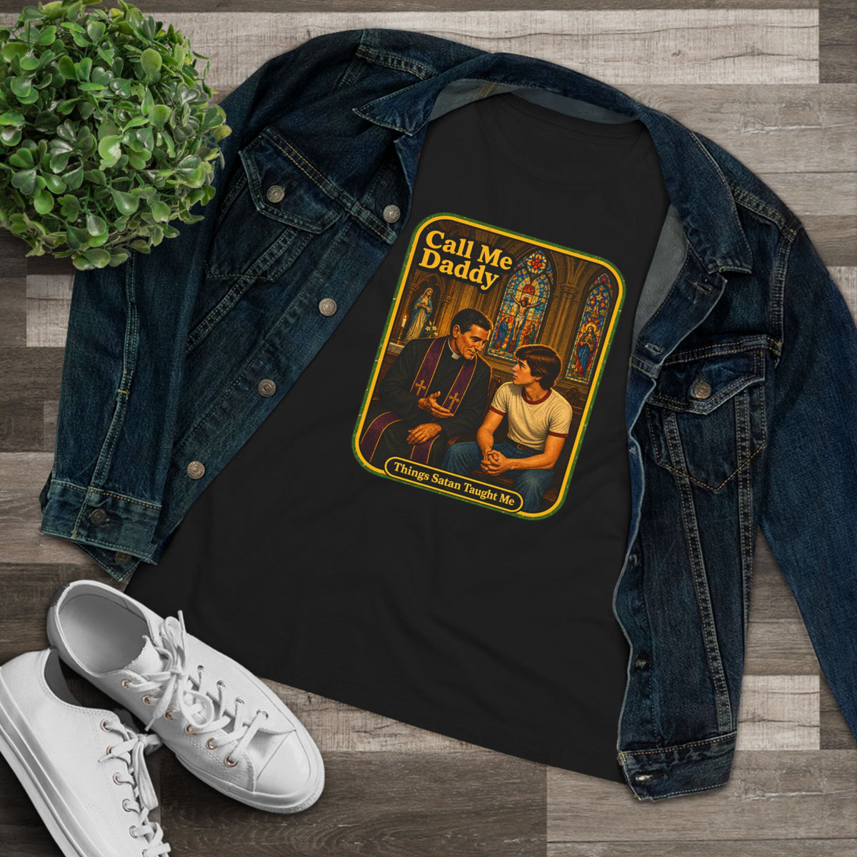 Call Me Daddy Women's Tee in Black, view 3