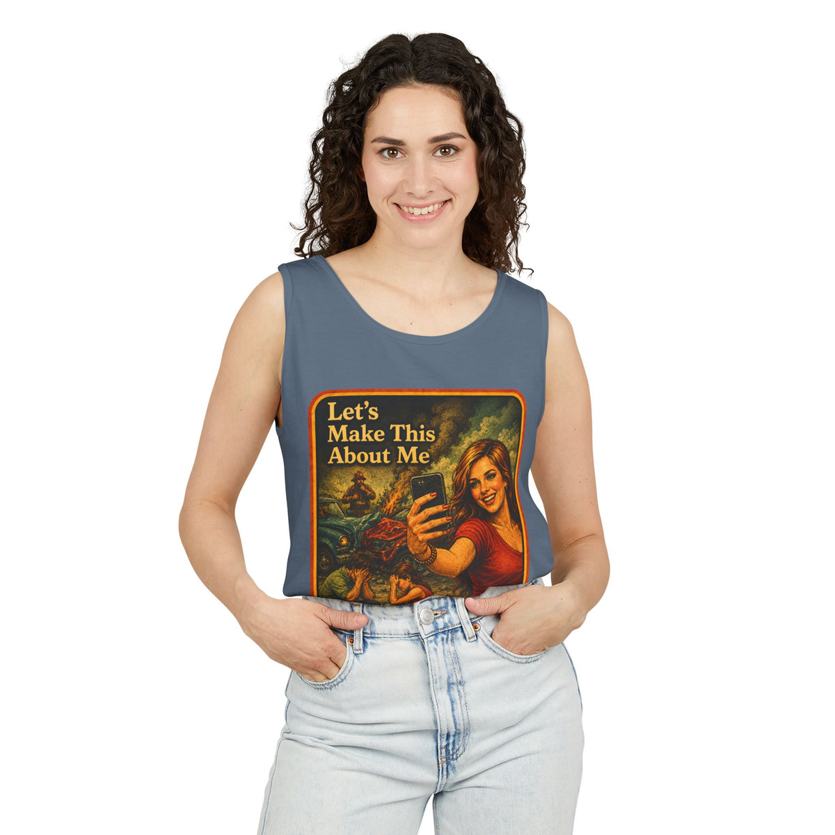 Let's Make This About Me Wife Beater in Blue Jean, view 3