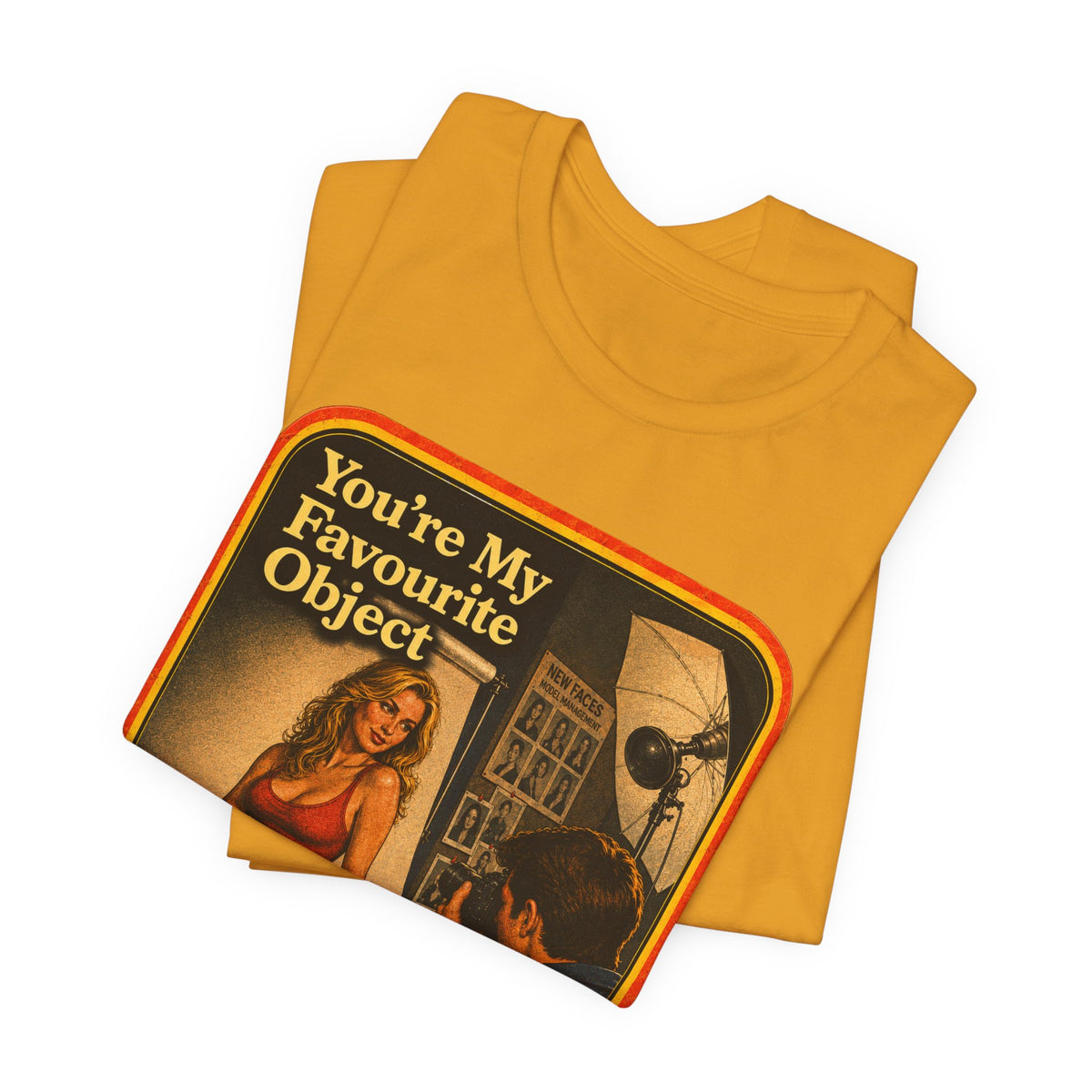You're My Favourite Object Unisex Tee in Mustard, view 3