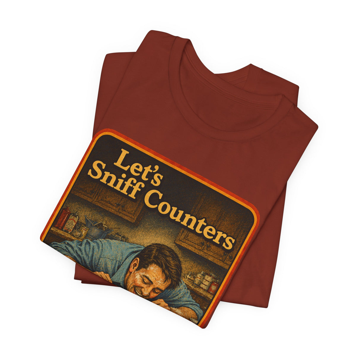 Let's Sniff Counters Unisex Tee in Rust, view 3