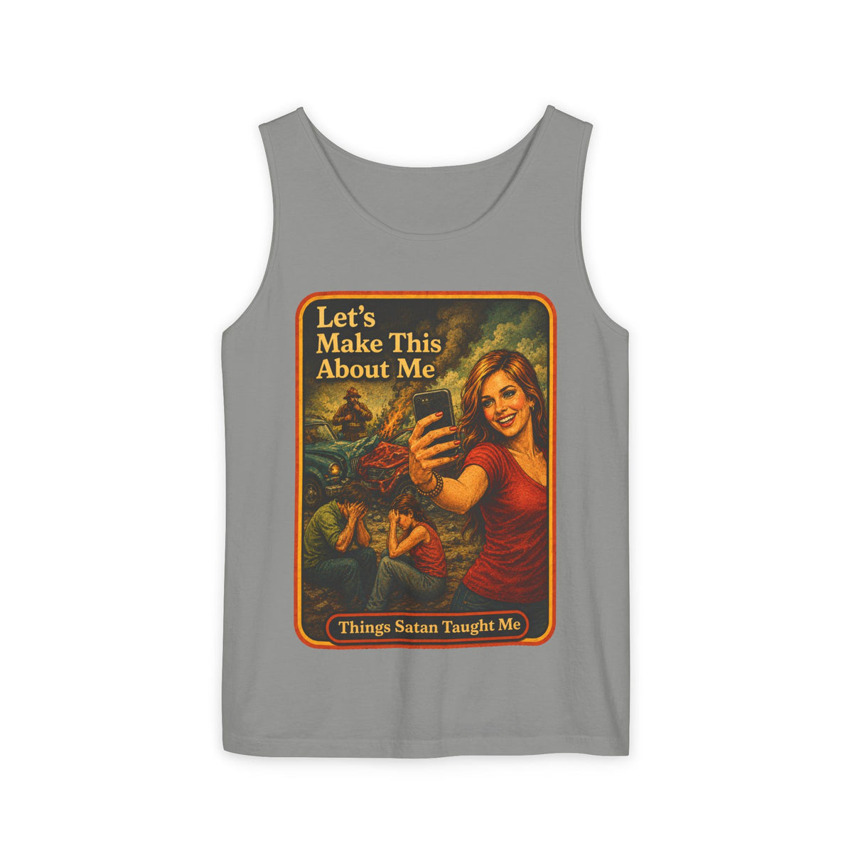 Let's Make This About Me Wife Beater in Granite, front