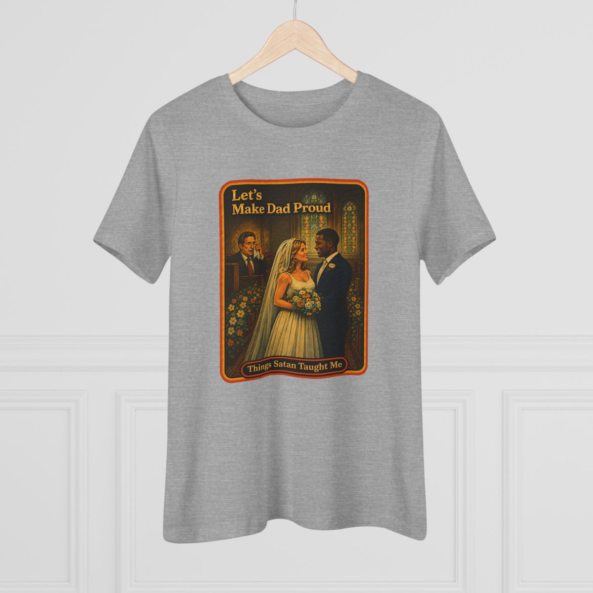 Let's Make Dad Proud No. 2 Women's Tee in Athletic Heather, view 4