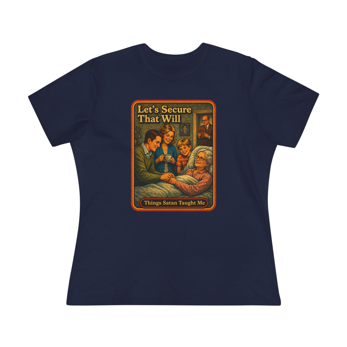 Let's Secure That Will Women's Tee in Navy, front