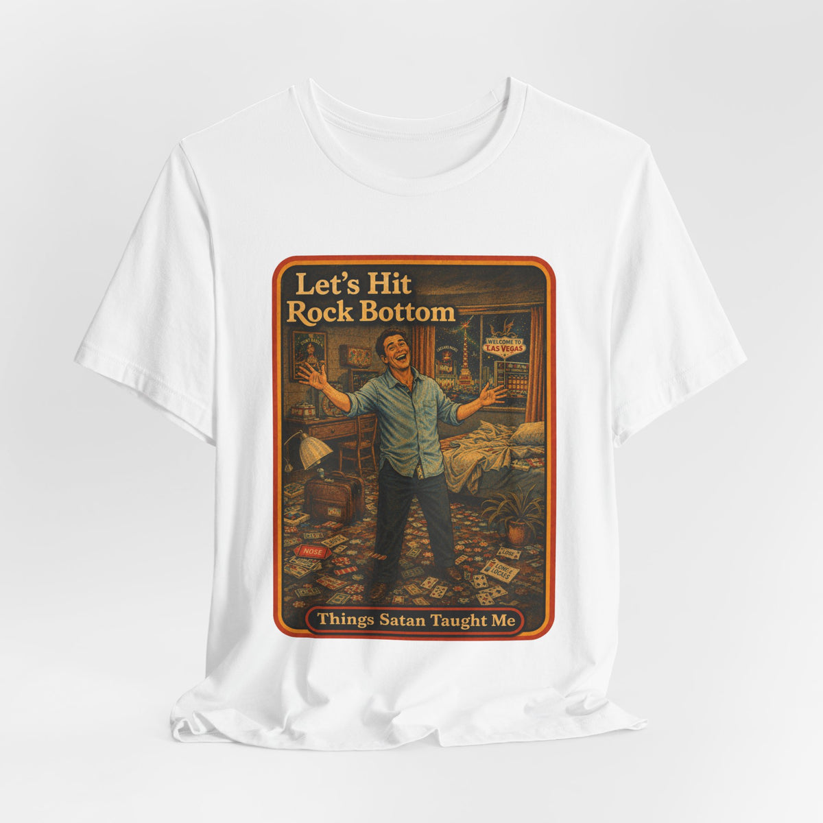 Let's Hit Rock Bottom Unisex Tee in White, view 4