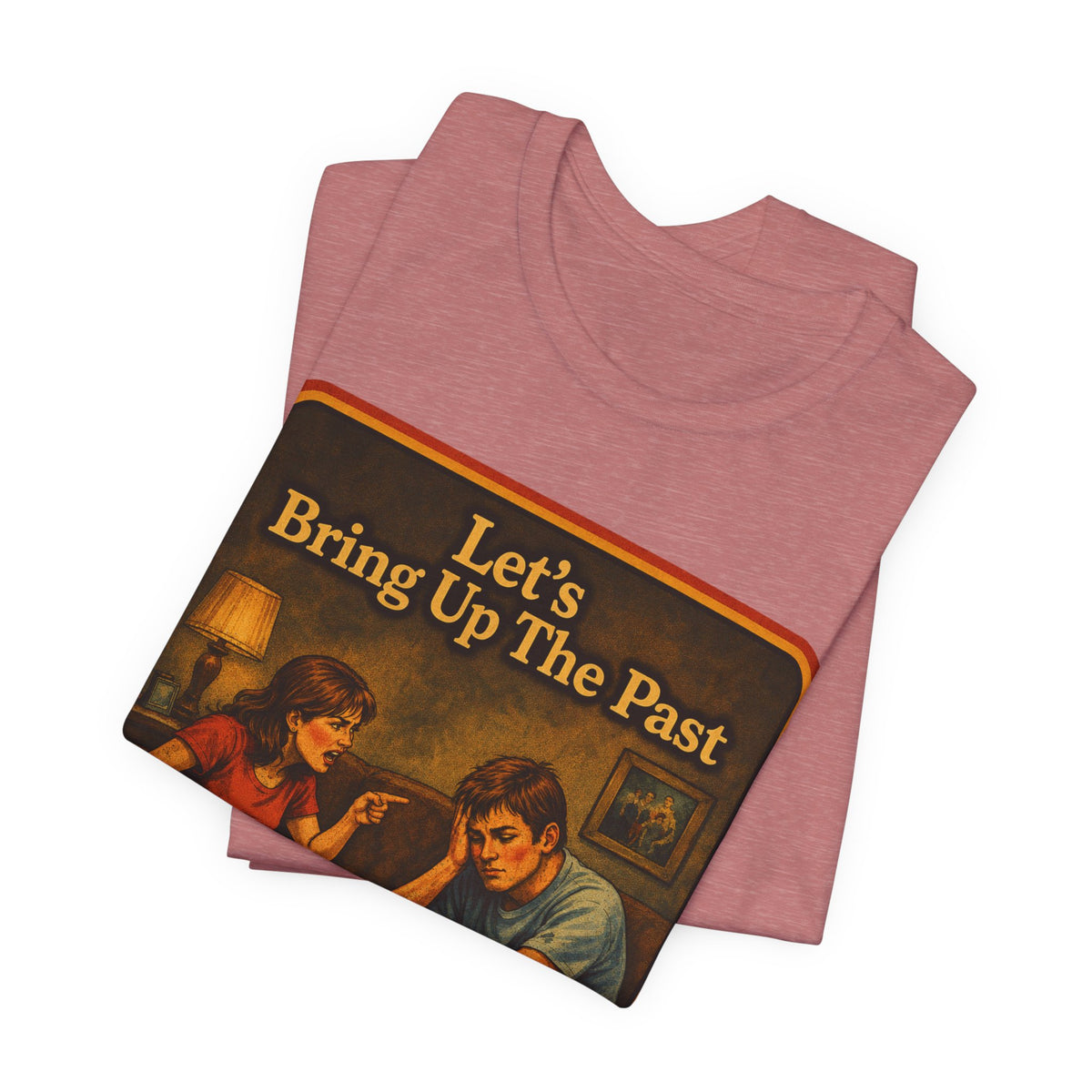 Let's Bring Up The Past Unisex Tee in Heather Mauve, view 3