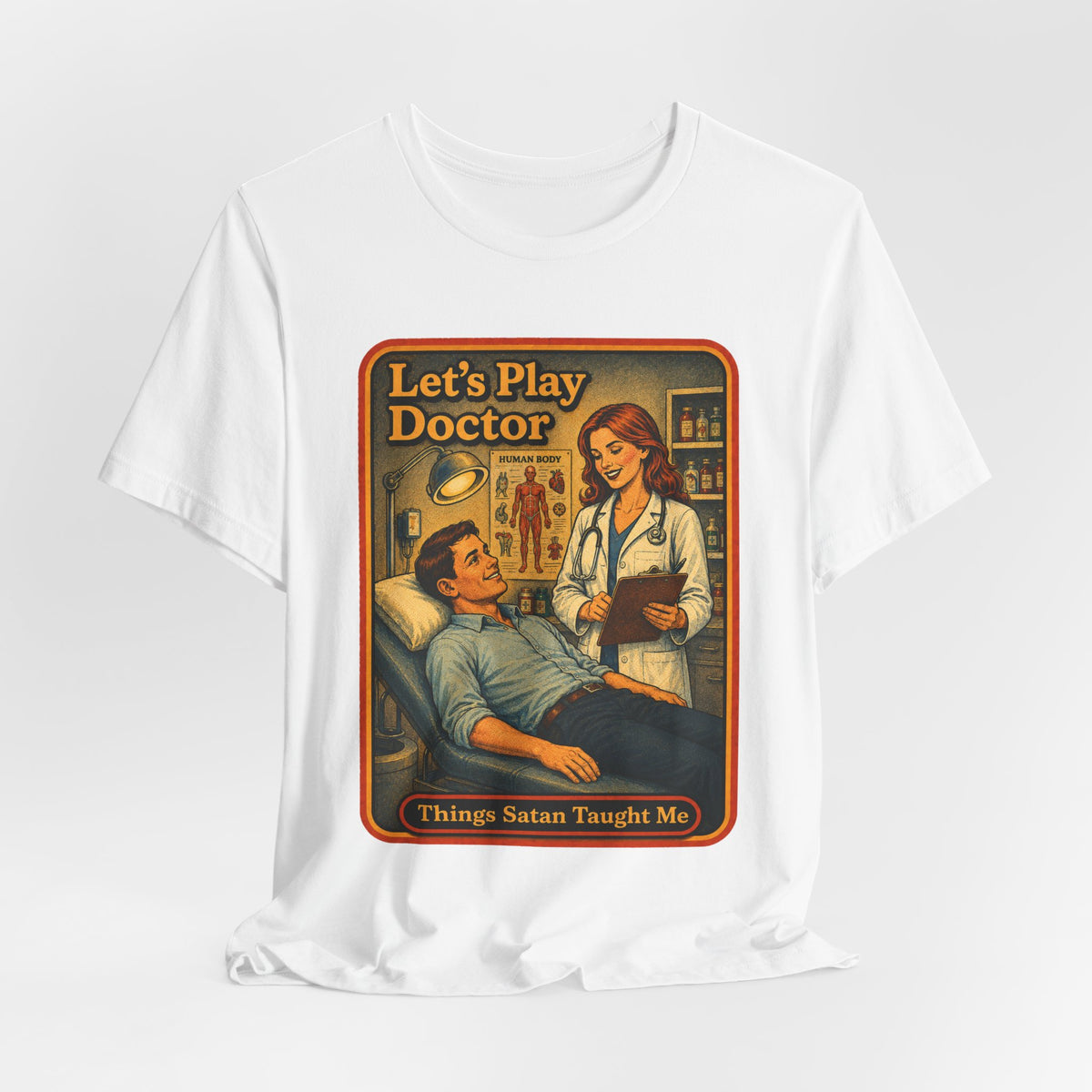 Let's Play Doctor Unisex Tee in White, view 4
