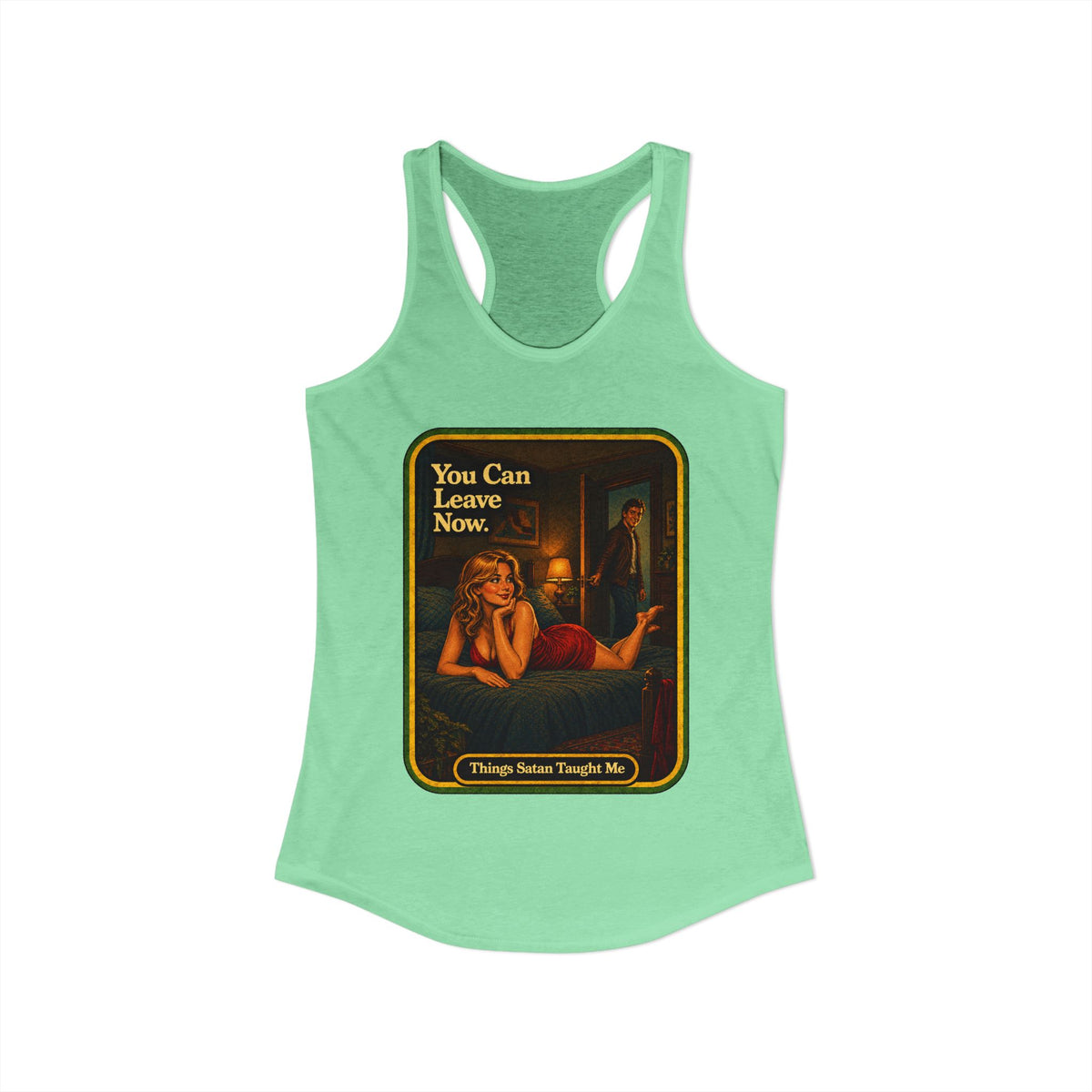 You Can Leave Now Racerback Tank in Mint, view 2