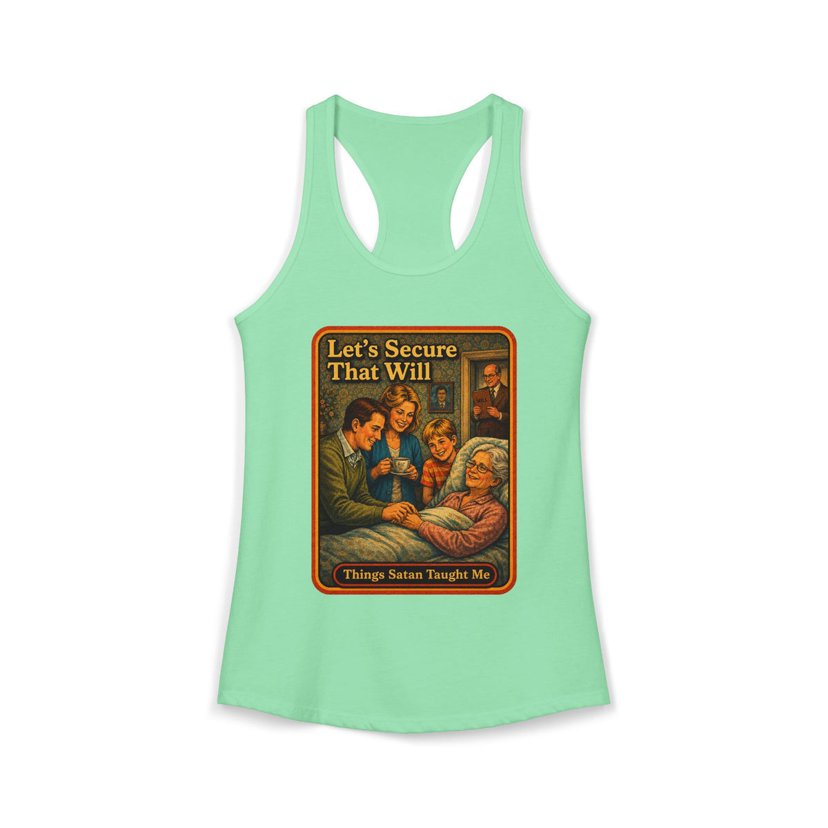 Let's Secure That Will Racerback Tank in Mint, front