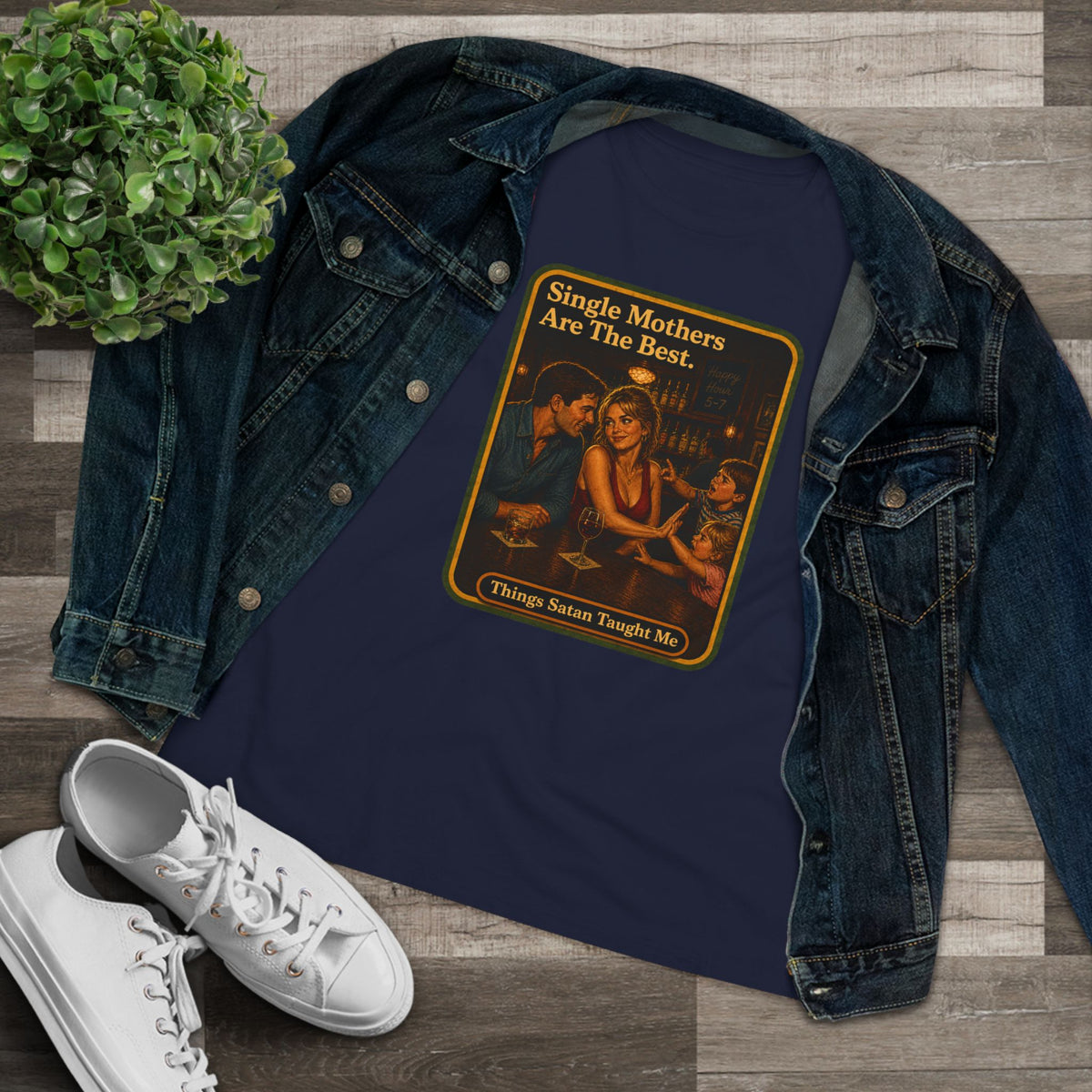 Single Mothers Are The Best Women's Tee in Navy, view 3