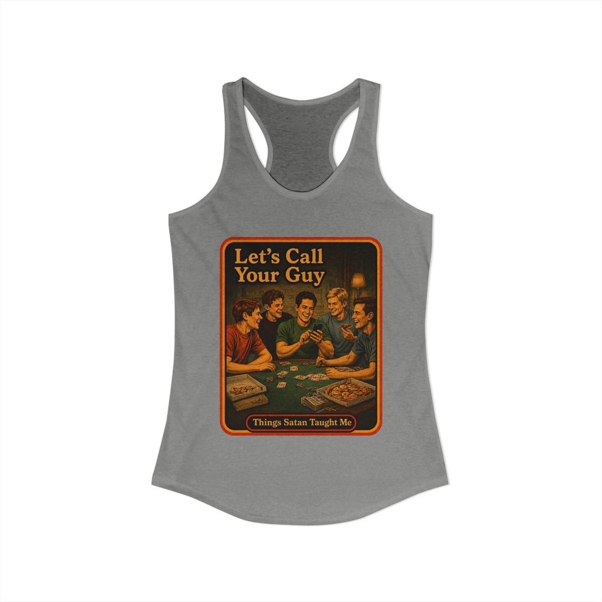 Let's Call Your Guy Racerback Tank in Heather Grey, view 2