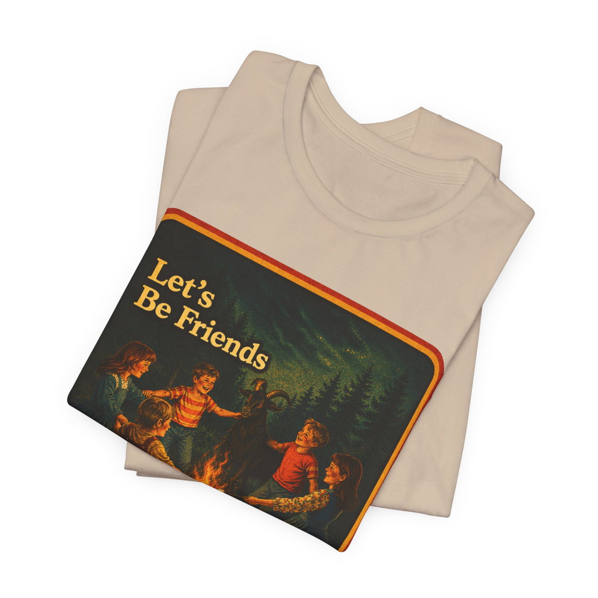 Let's Be Friends Unisex Tee in Tan, view 3