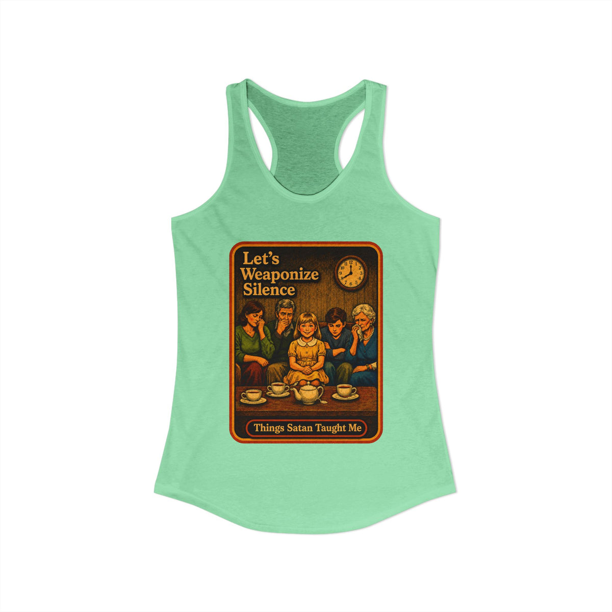 Let's Weaponize Silence Racerback Tank in Mint, view 2