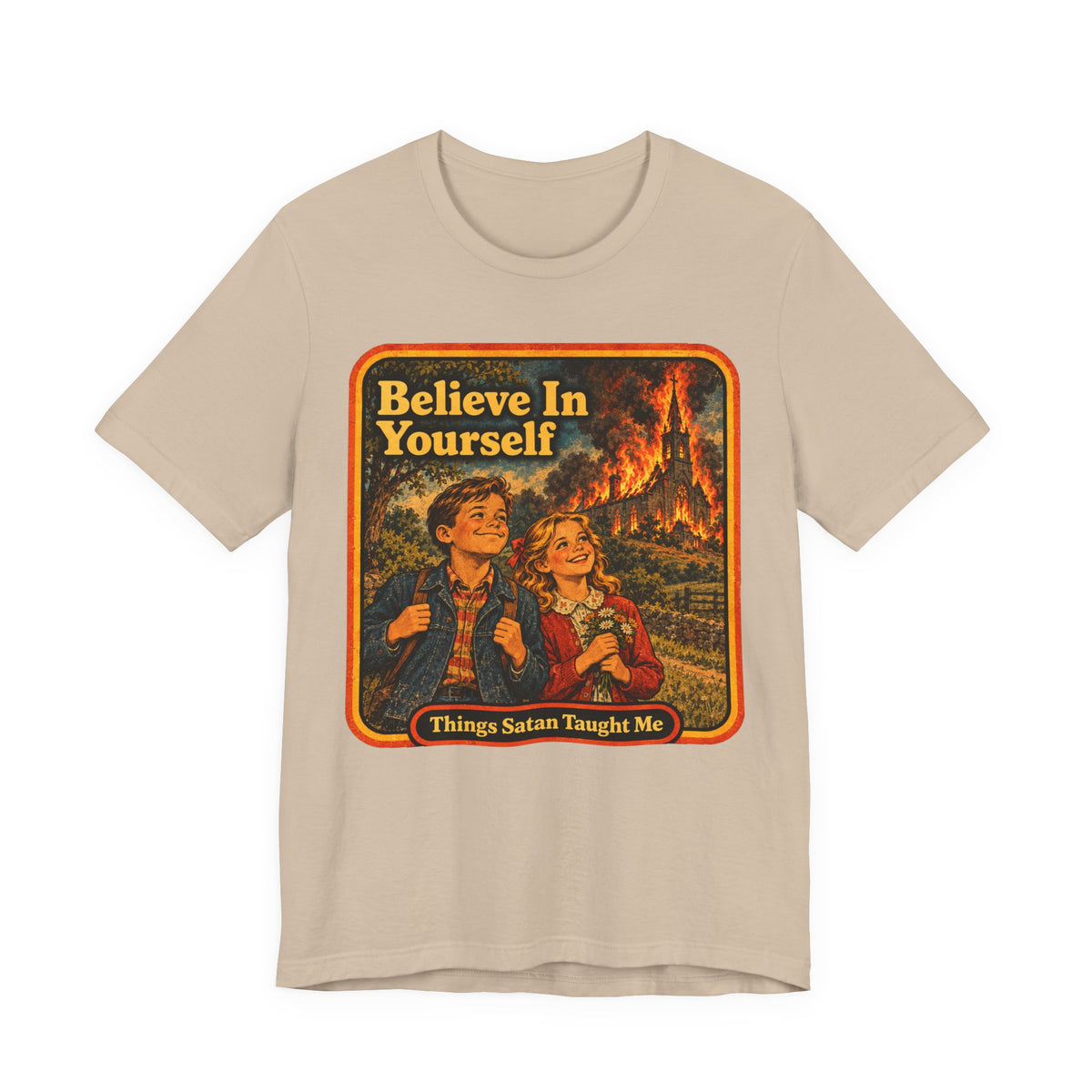 Believe In Yourself Unisex Tee in Tan, front
