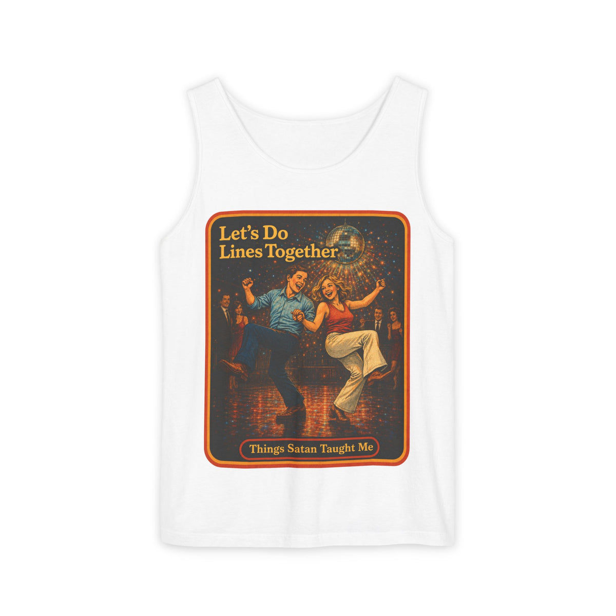 Let's Do Lines Together Wife Beater in White, front
