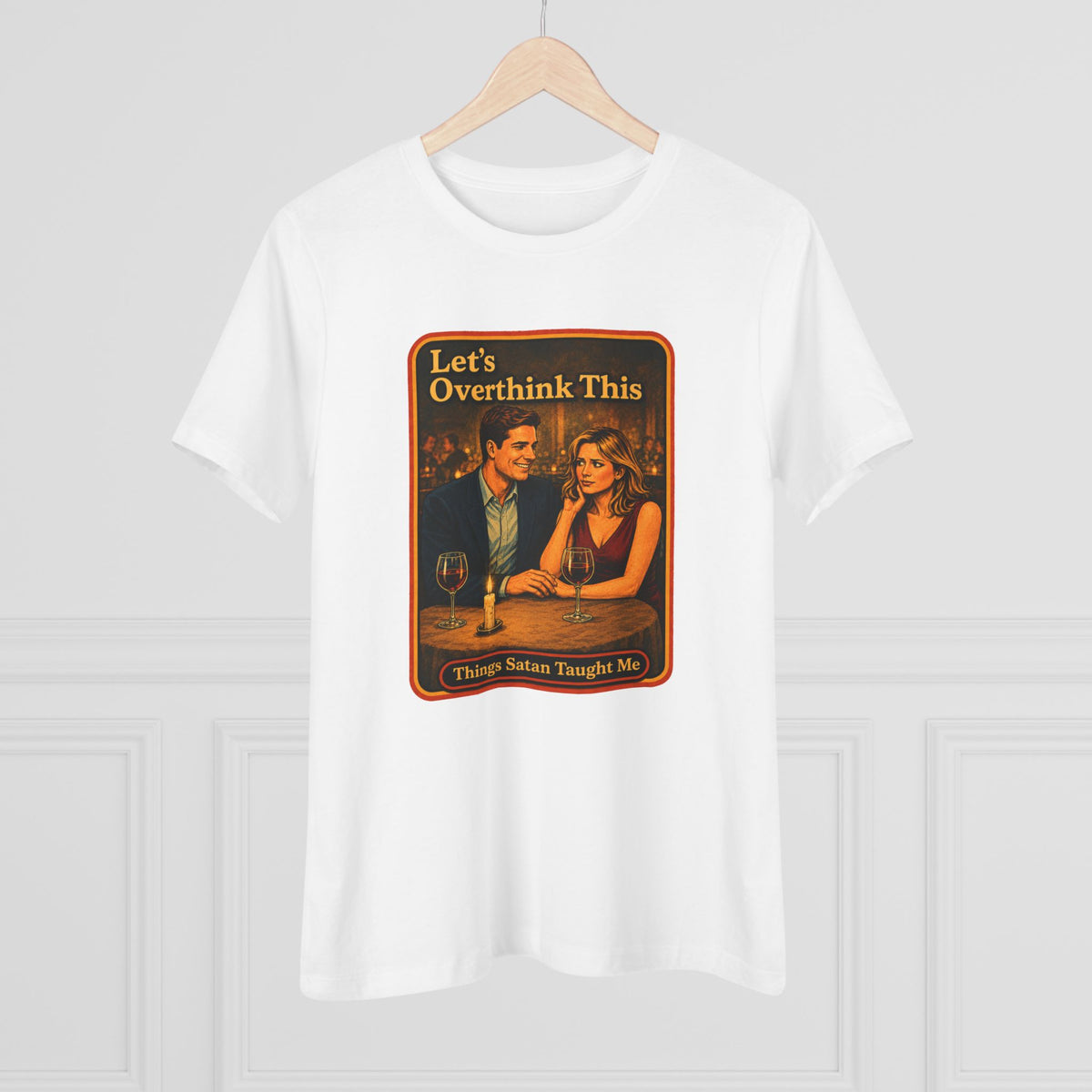 Let's Overthink This Women's Tee in White, view 4