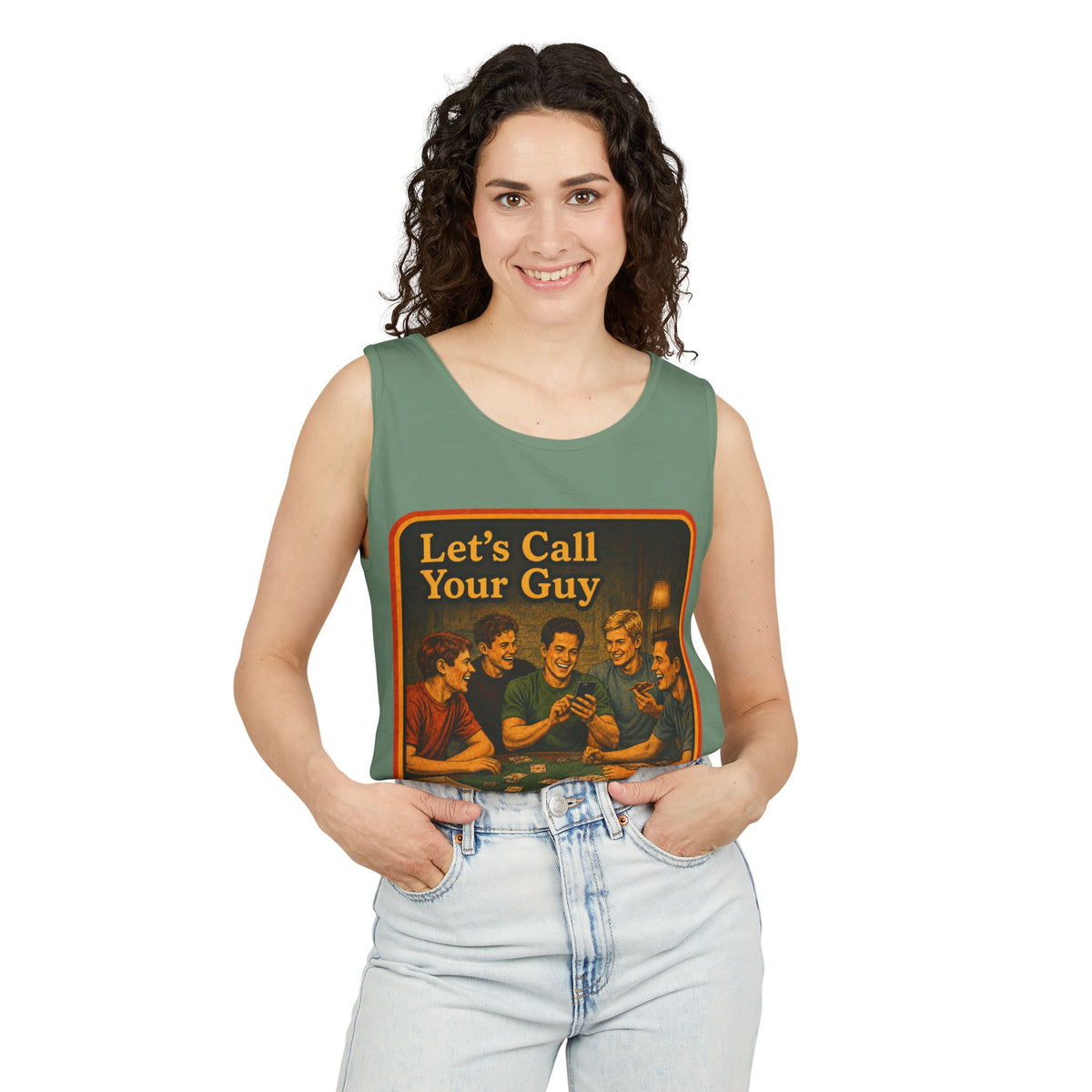 Let's Call Your Guy Wife Beater in Light Green, view 3