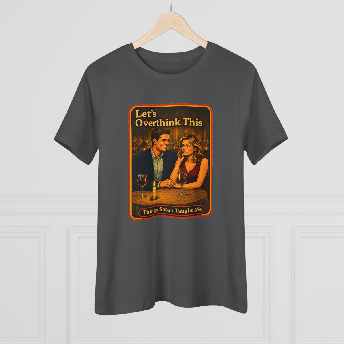 Let's Overthink This Women's Tee in Asphalt, view 4