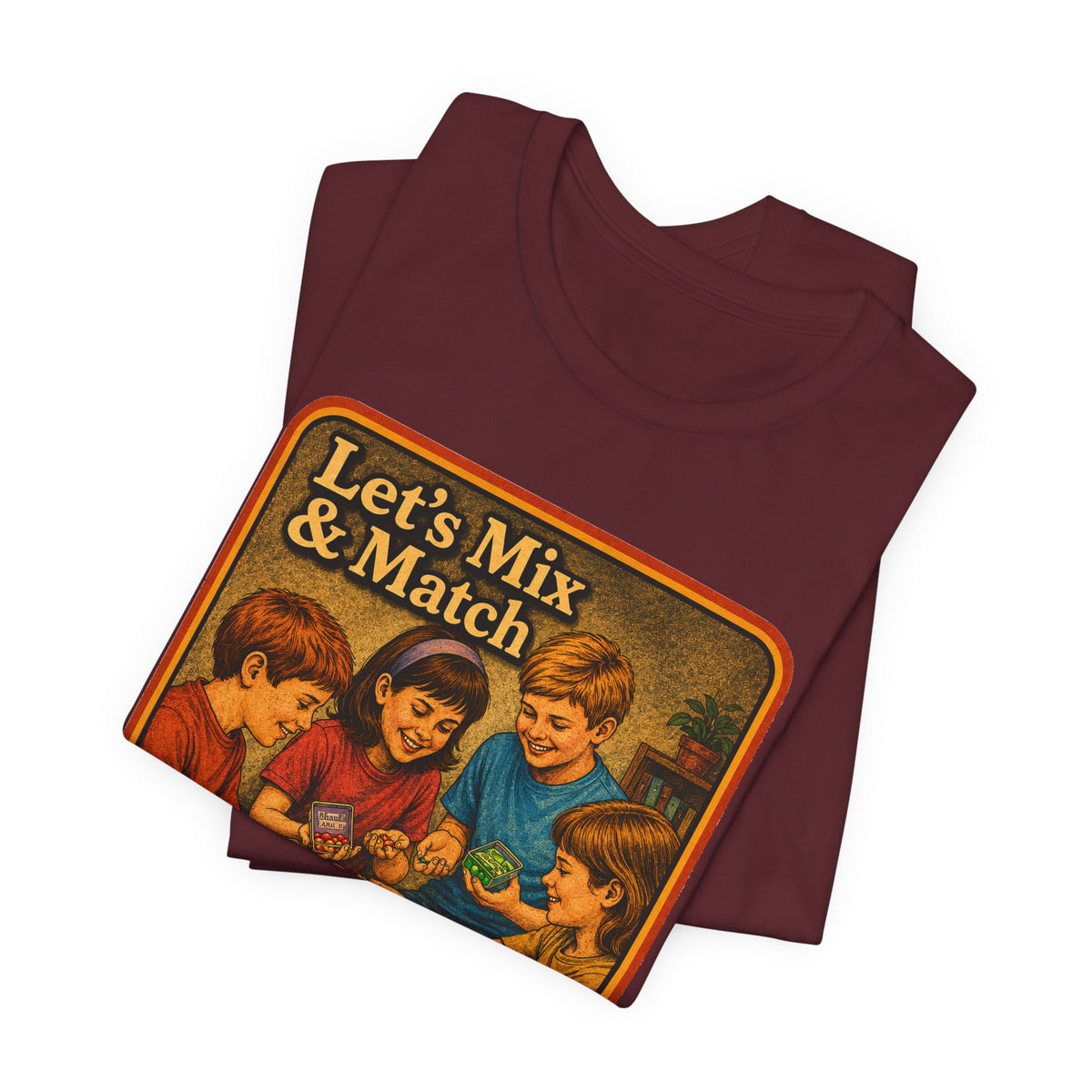 Let's Mix And Match Unisex Tee in Maroon, view 3