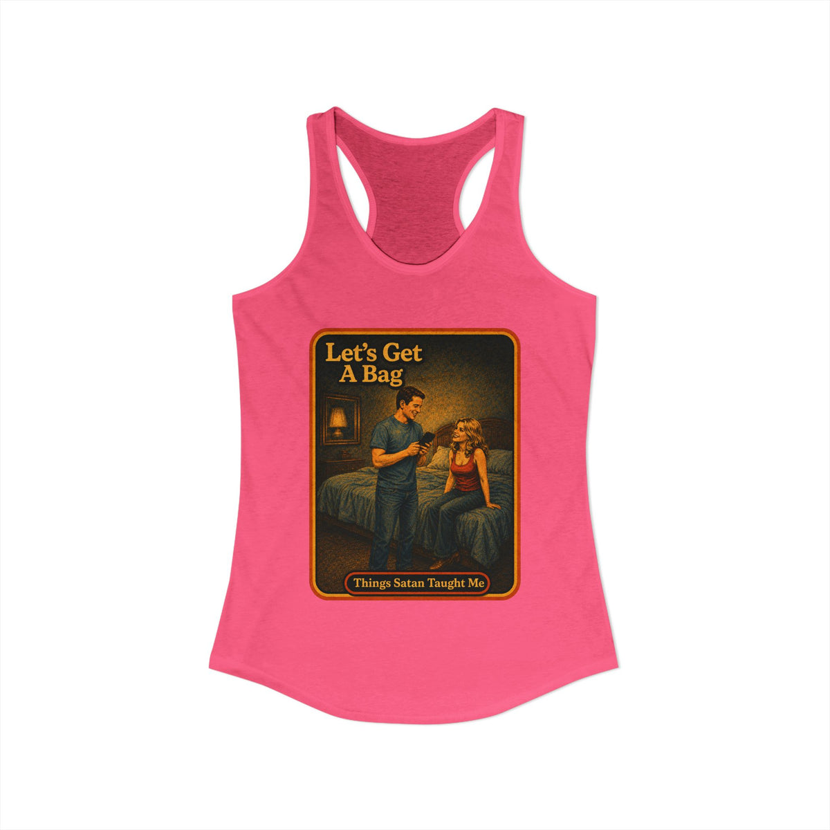 Let's Get A Bag Racerback Tank in Hot Pink, view 2