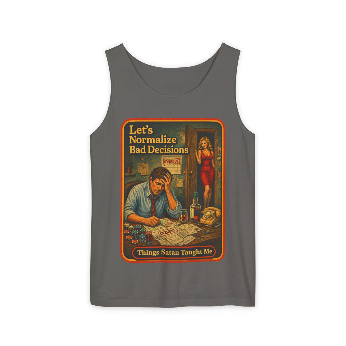 Let's Normalize Bad Decisions Wife Beater in Pepper, front