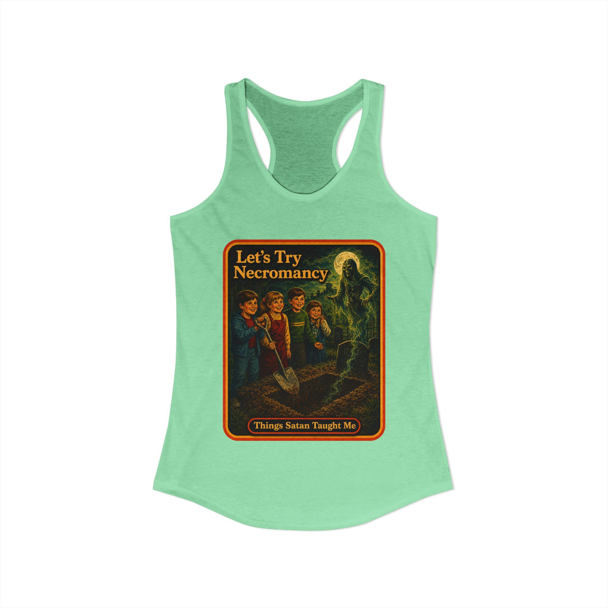 Let's Try Necromancy Racerback Tank in Mint, view 2