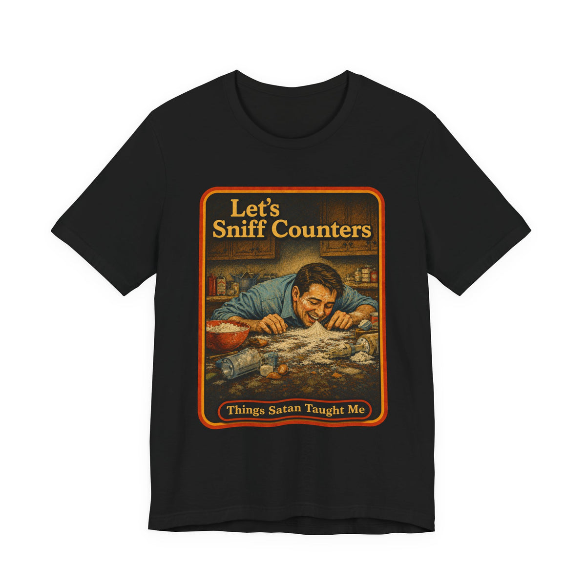 Let's Sniff Counters Unisex Tee in Black, front