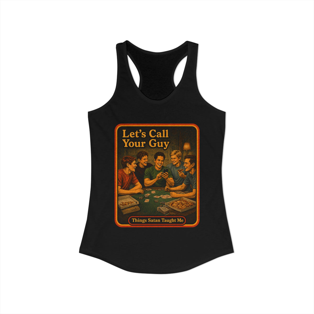 Let's Call Your Guy Racerback Tank in Black, view 2