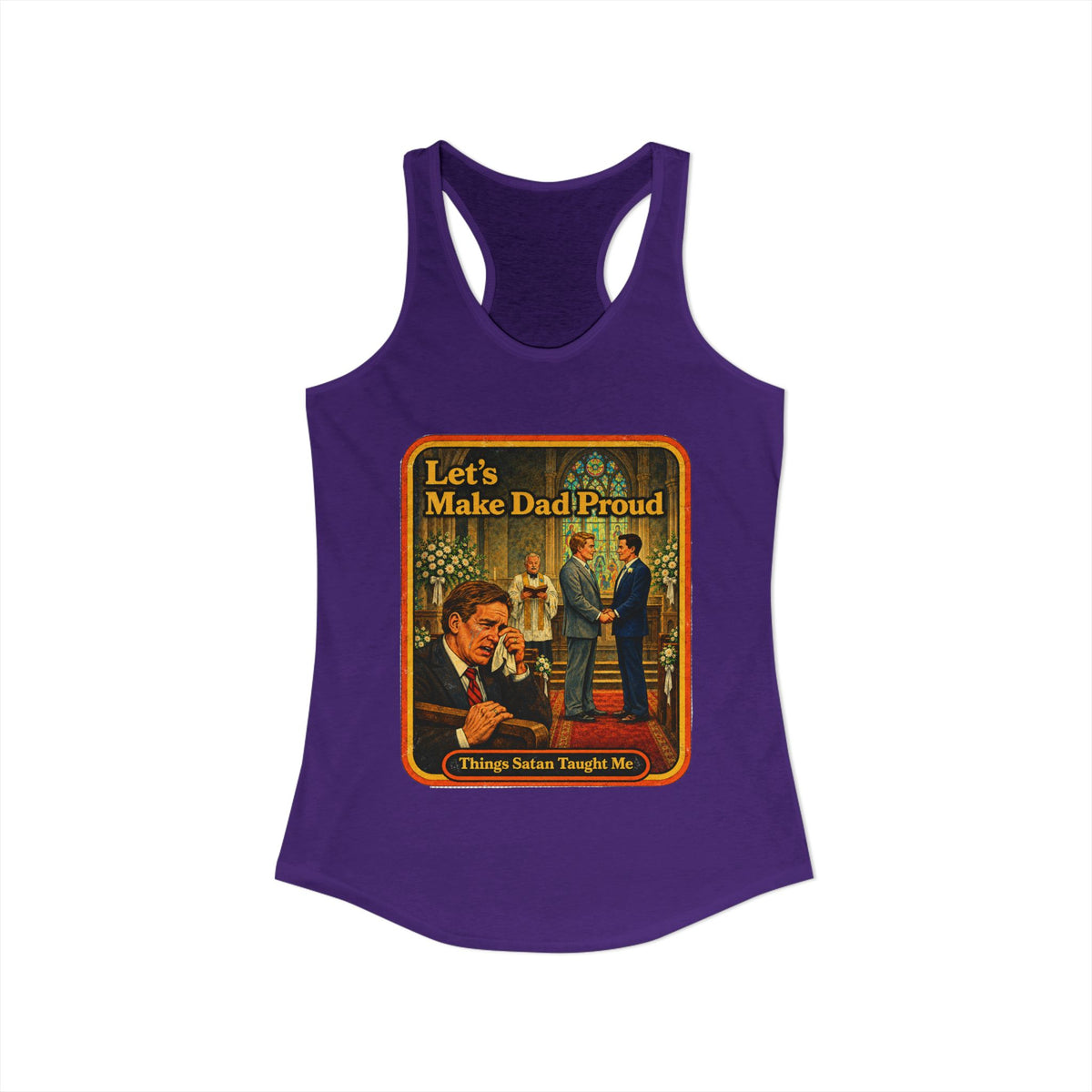 Let's Make Dad Proud Racerback Tank in Purple Rush, view 2
