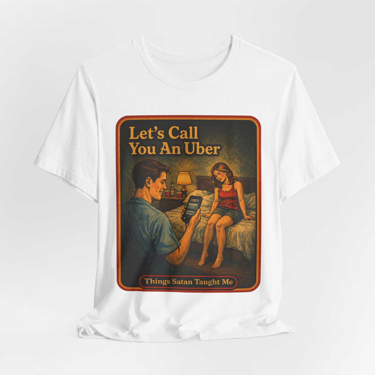 Let's Call You An Uber Unisex Tee in White, view 4