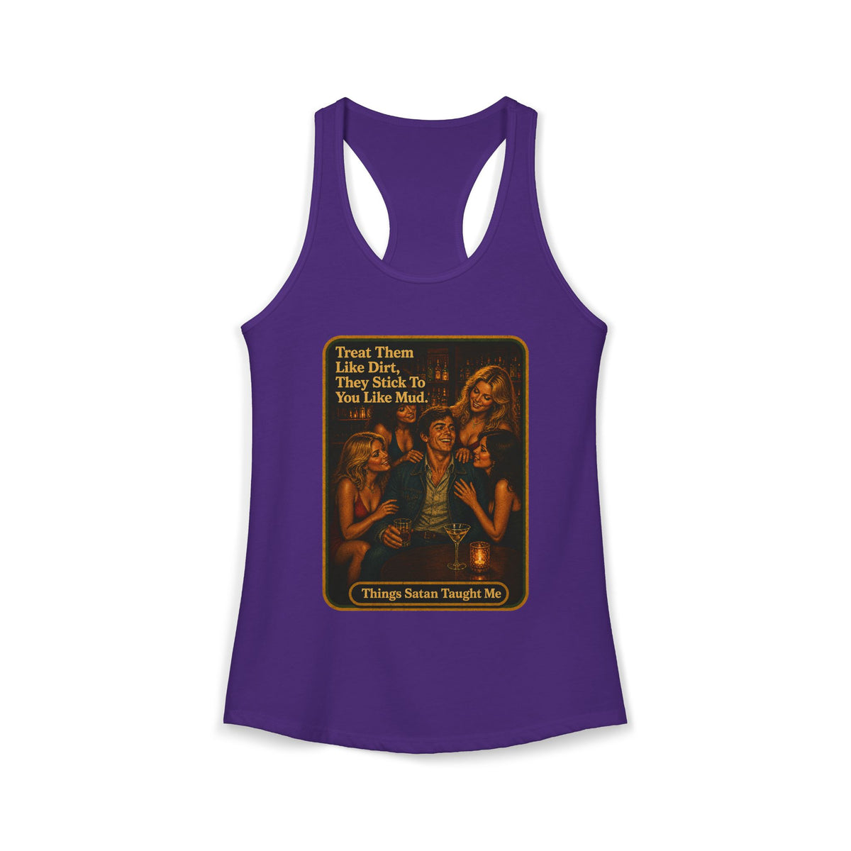 Treat Them Like Dirt Racerback Tank in Purple Rush, front