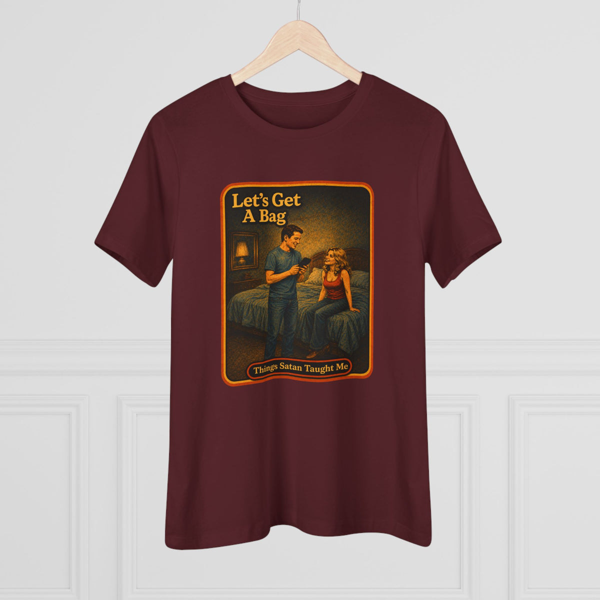 Let's Get A Bag Women's Tee in Maroon, view 4