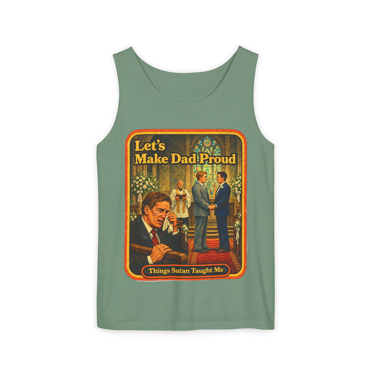 Let's Make Dad Proud Wife Beater in Light Green, front