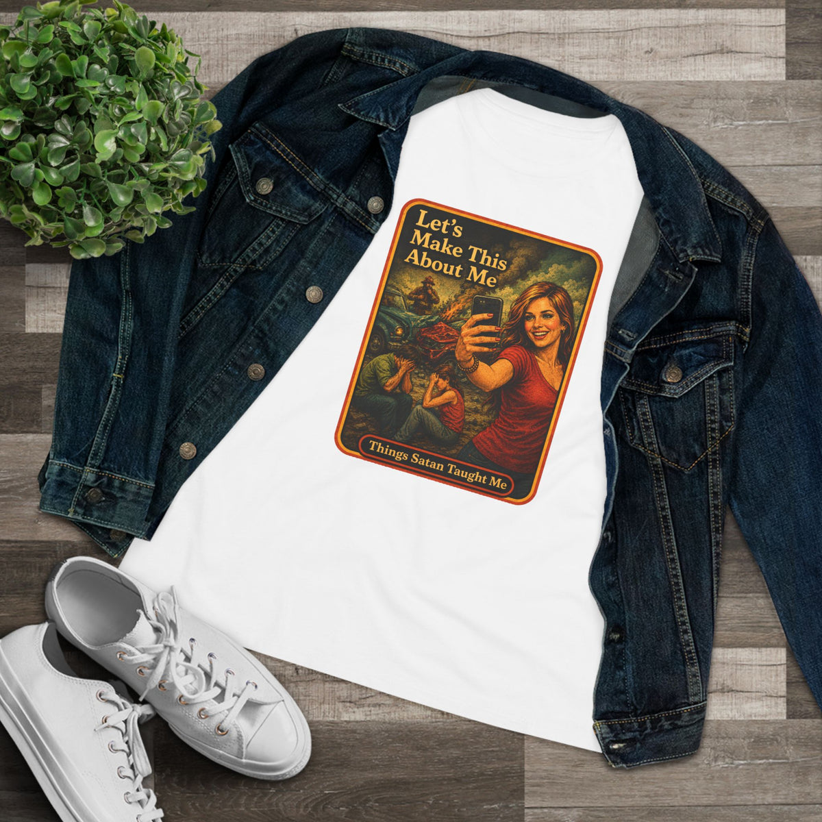 Let's Make This About Me Women's Tee in White, view 3