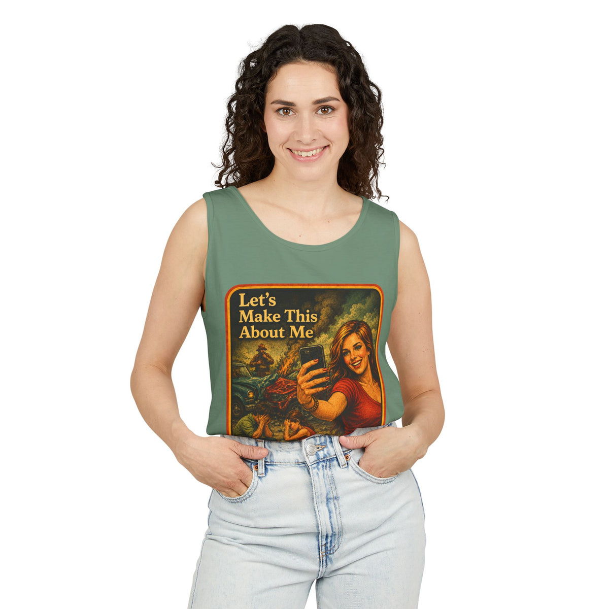 Let's Make This About Me Wife Beater in Light Green, view 3