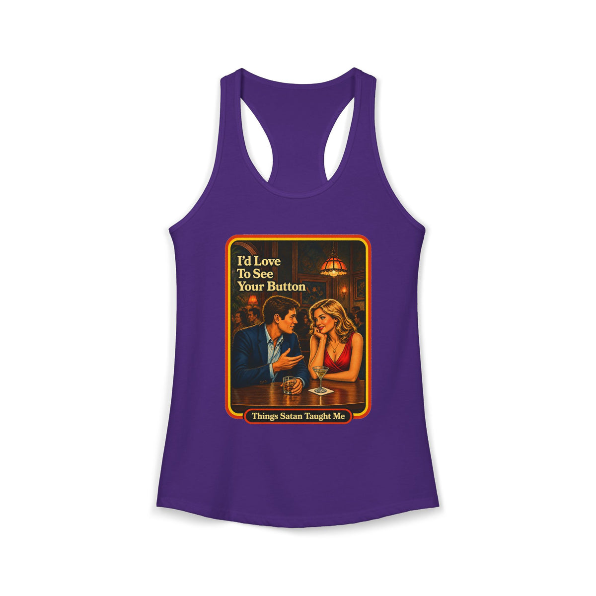 I'd Love To See Your Button Racerback Tank in Purple Rush, front