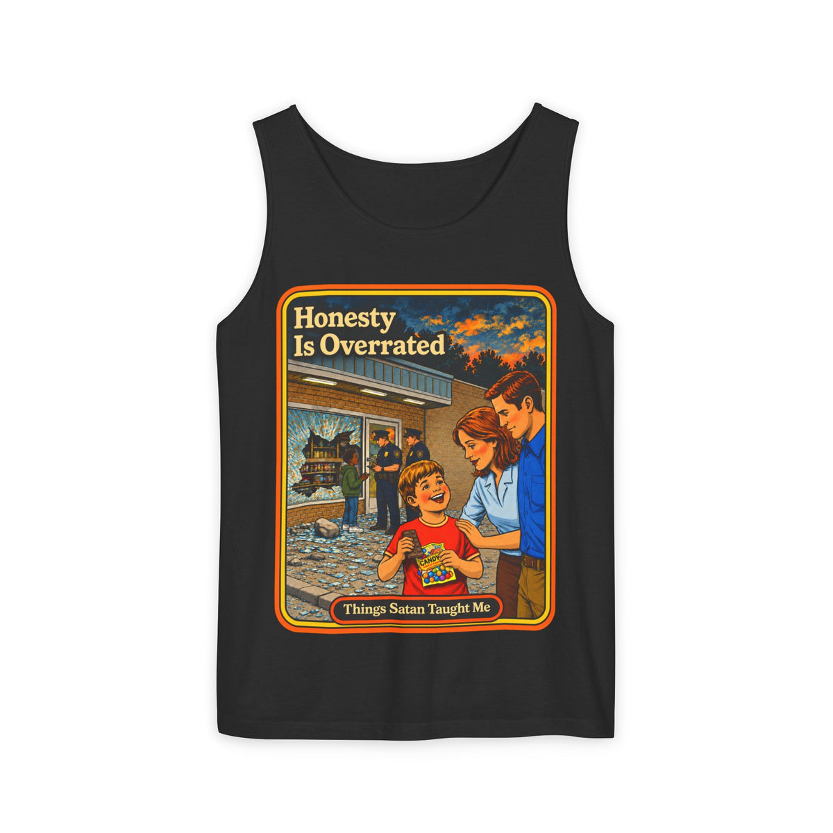 Honesty Is Overrated Wife Beater in Black, front