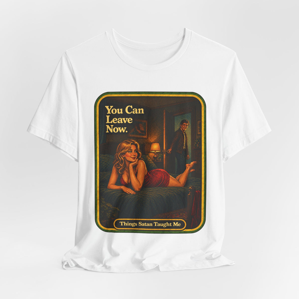 You Can Leave Now Unisex Tee in White, view 4