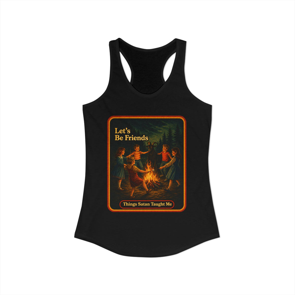 Let's Be Friends Racerback Tank in Black, view 2
