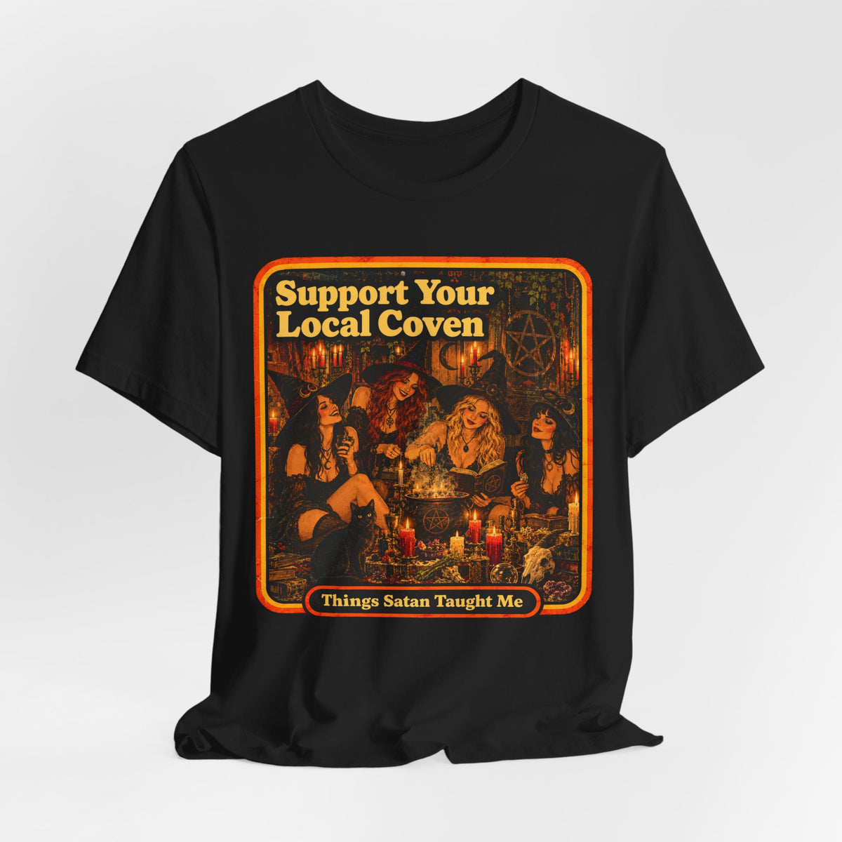 Support Your Local Coven Unisex Tee in Black, view 4
